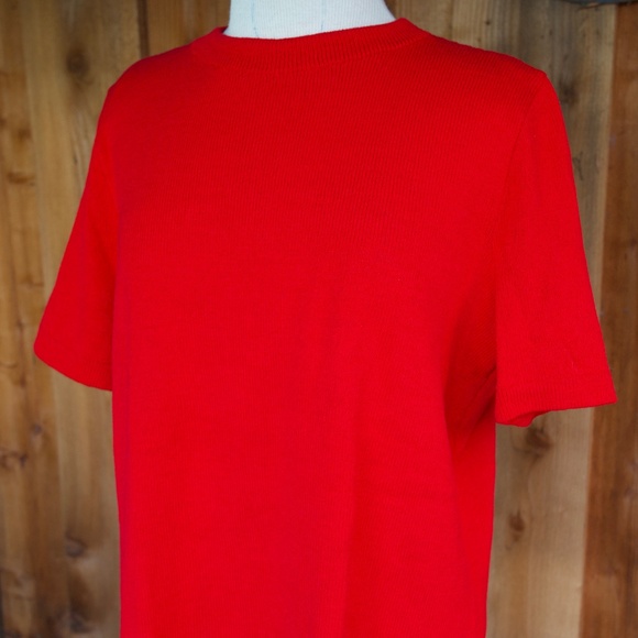 Vintage St. John Sport By Marie Gray RED Knitted Short Sleeve Top Woman's L - Picture 9 of 16